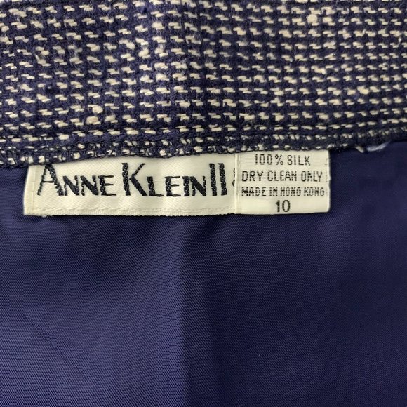 Anne Klein Silk Pencil Skirt S Navy Blue Pockets Lined Pleated Front Zipper - Picture 5 of 5